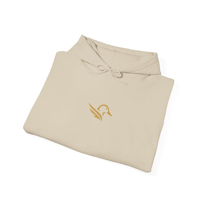 Hoodie — Minimal Gold Duck Emblem Pullover with Sleeve Flag