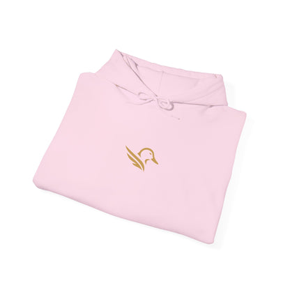 Hoodie — Minimal Gold Duck Emblem Pullover with Sleeve Flag