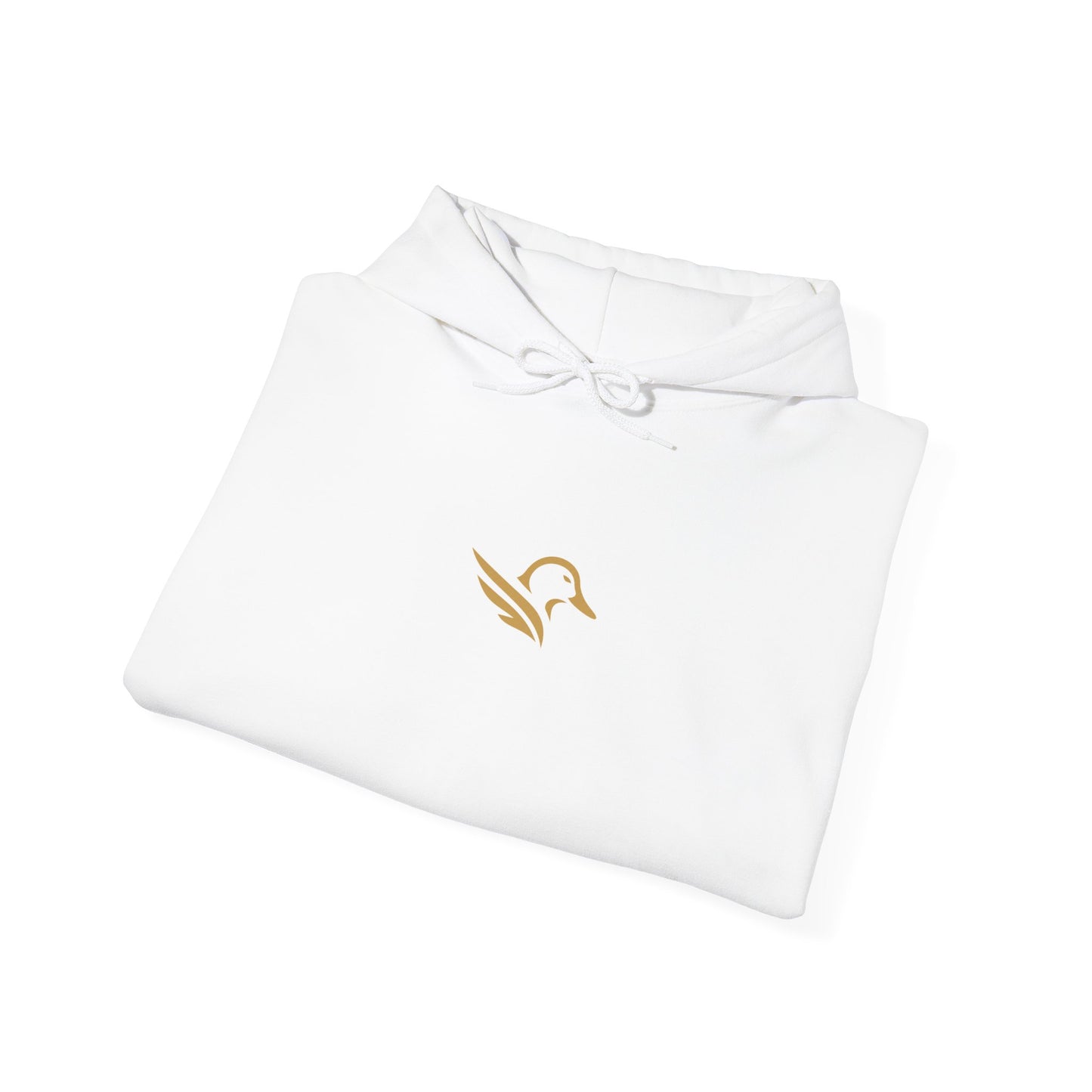 Hoodie — Minimal Gold Duck Emblem Pullover with Sleeve Flag