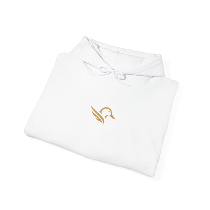 Hoodie — Minimal Gold Duck Emblem Pullover with Sleeve Flag