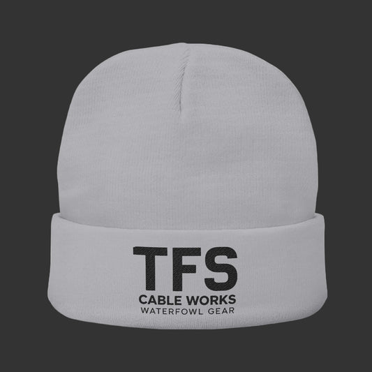 Embroidered TFS Cable Works Knit Beanie — Waterfowl Gear Winter Hat