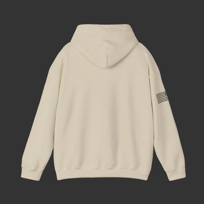 Hoodie — Minimal Gold Duck Emblem Pullover with Sleeve Flag