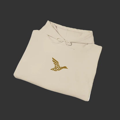 Hoodie — Minimal Gold Duck Emblem Pullover with Sleeve Flag