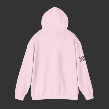 Hoodie — Minimal Gold Duck Emblem Pullover with Sleeve Flag